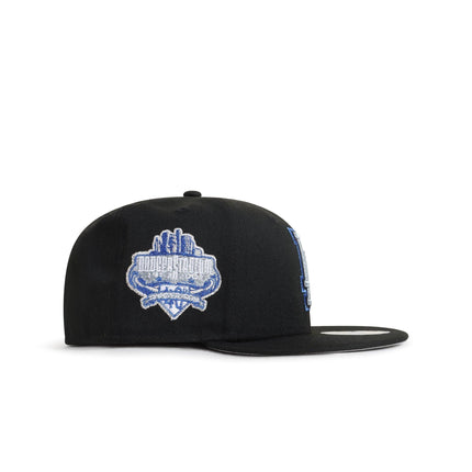 NEW ERA 5950 DODGERS 40TH ANNIVERSARY HAT - BLACK/METALLIC BLUE NEW ERA