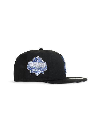 NEW ERA 5950 DODGERS 40TH ANNIVERSARY HAT - BLACK/METALLIC BLUE NEW ERA