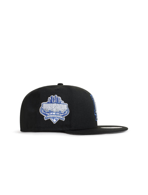 NEW ERA 5950 DODGERS 40TH ANNIVERSARY HAT - BLACK/METALLIC BLUE NEW ERA