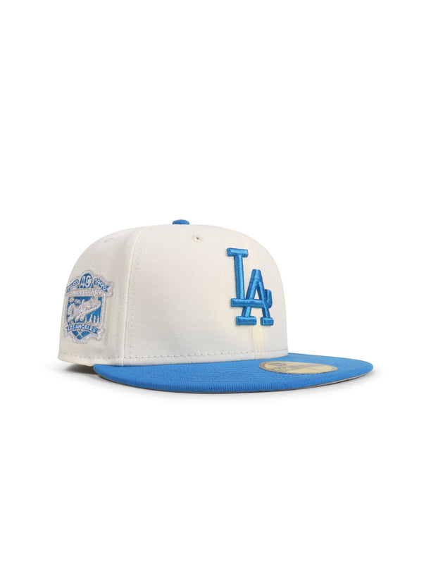 New Era 5950 Dodgers 40Th Anniversary Hat - Chrome/Southwest Blue - Denim Exchange 