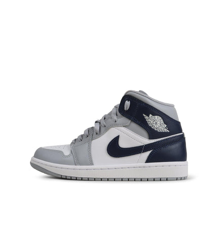 Air Jordan 1 Mid Big Kids - White/Midnight Navy - Denim Exchange 