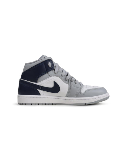 Air Jordan 1 Mid Big Kids - White/Midnight Navy - Denim Exchange 