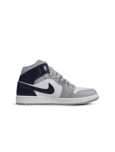 Air Jordan 1 Mid Big Kids - White/Midnight Navy - Denim Exchange 