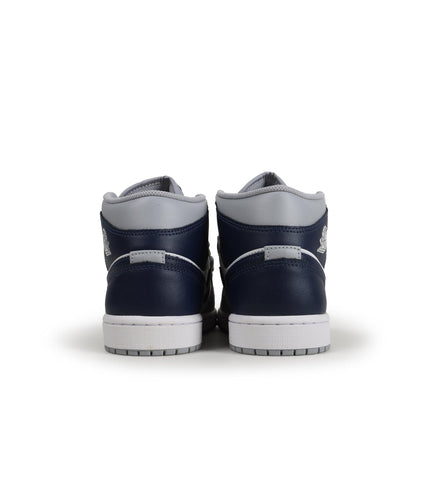 Air Jordan 1 Mid Big Kids - White/Midnight Navy - Denim Exchange 