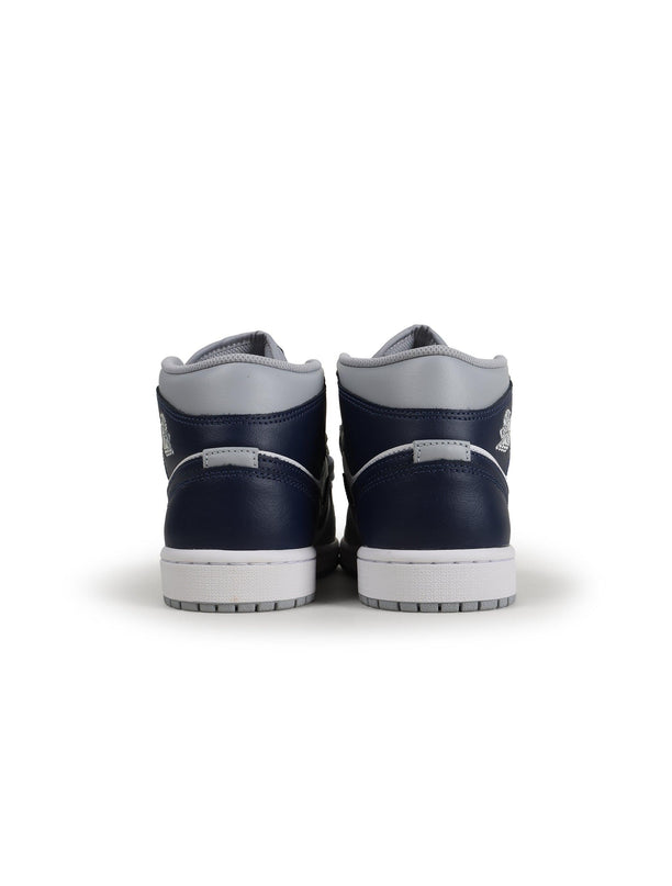 Air Jordan 1 Mid Big Kids - White/Midnight Navy - Denim Exchange 