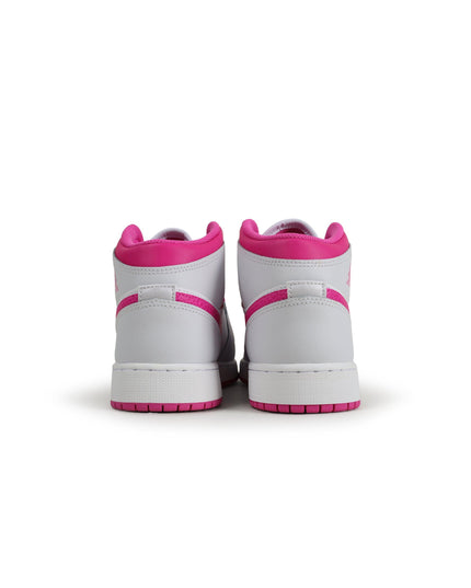 Air Jordan Big Kids 1 Mid Iris - Whisper/Fire Pink - Denim Exchange 