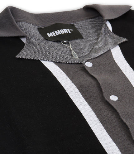 Memory Lane All Team Knit Button Down Shirt - Black - Denim Exchange 