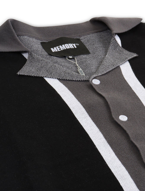 Memory Lane All Team Knit Button Down Shirt - Black - Denim Exchange 