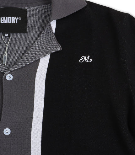 Memory Lane All Team Knit Button Down Shirt - Black - Denim Exchange 