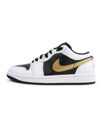 Air Jordan Mens 1 Low - White/Metallic Gold-Black - Denim Exchange 