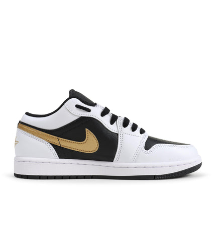 Air Jordan Mens 1 Low - White/Metallic Gold-Black - Denim Exchange 