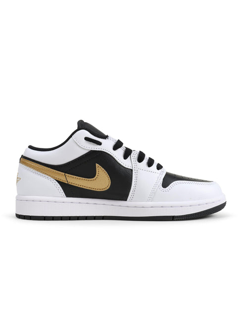 Air Jordan Mens 1 Low - White/Metallic Gold-Black - Denim Exchange 