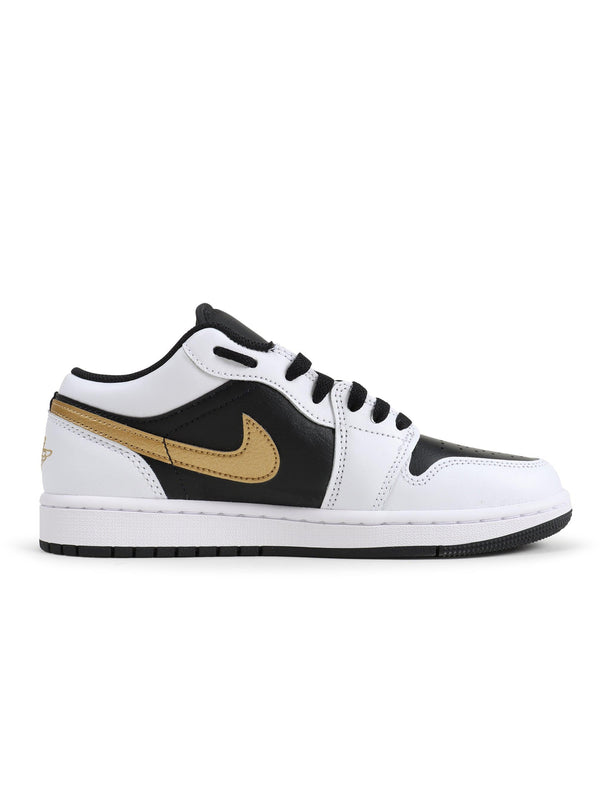 Air Jordan Mens 1 Low - White/Metallic Gold-Black - Denim Exchange 