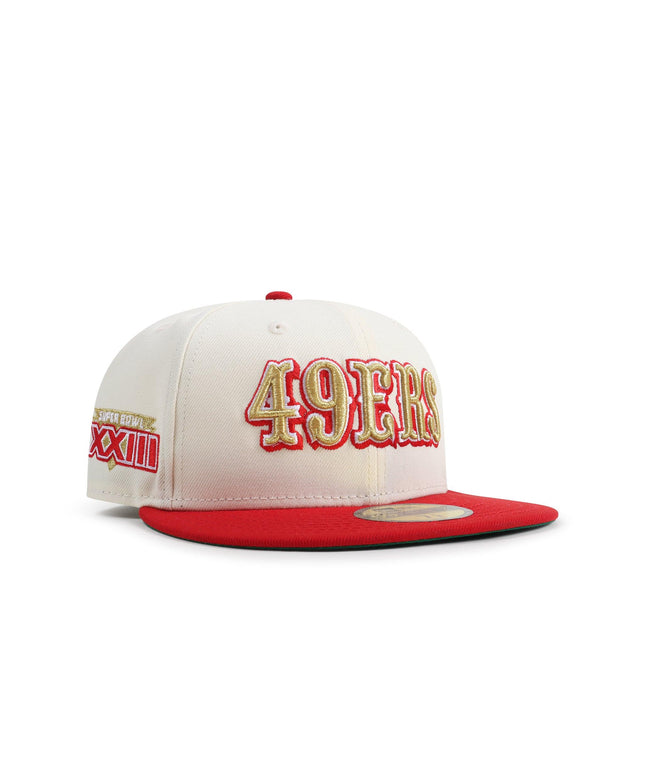 New Era 5950 San Francisco 49ers XXIII Super Bowl Patch Hat - Chrome/Red - Denim Exchange