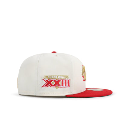 New Era 5950 San Francisco 49ers XXIII Super Bowl Patch Hat - Chrome/Red - Denim Exchange 