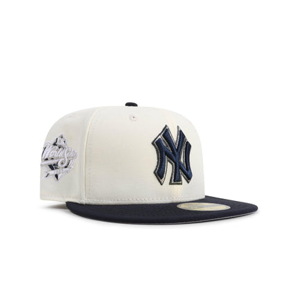 New Era 5950 New York Yankees World Series Patch Hat - Chrome/Navy - Denim Exchange 