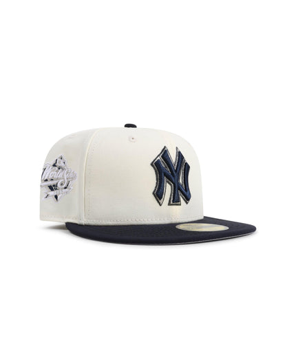 New Era 5950 New York Yankees World Series Patch Hat - Chrome/Navy - Denim Exchange 