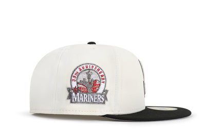 New Era 5950 Seattle Mariners 30th Anniversary Patch Hat - Chrome/Red - Denim Exchange 