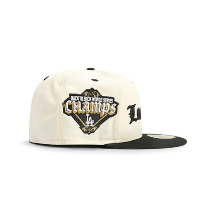 New Era 5950 LA Dodgers World Series Champs Hat - Chrome/Black