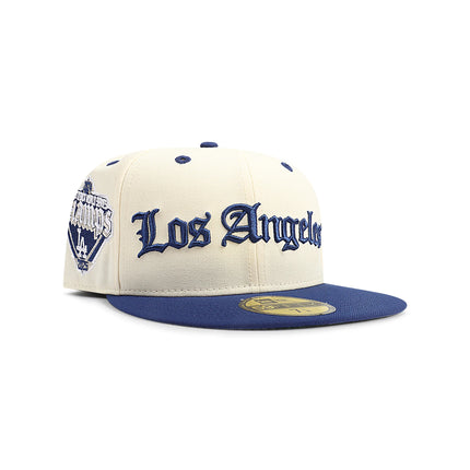 New Era 5950 LA Dodgers World Series Champs Hat - Chrome/Dark Royal