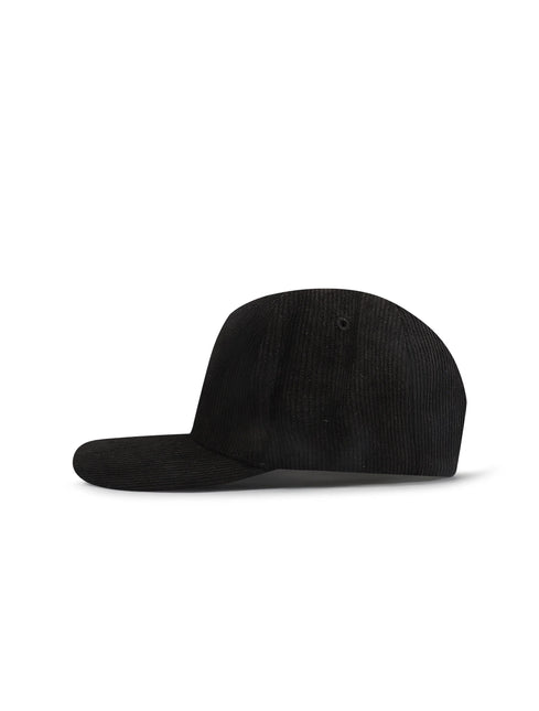 Black mesh cap with brand logo on a white background