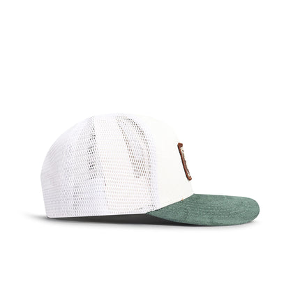 Drunk & Rich Suede Trucker Hat - White/Green