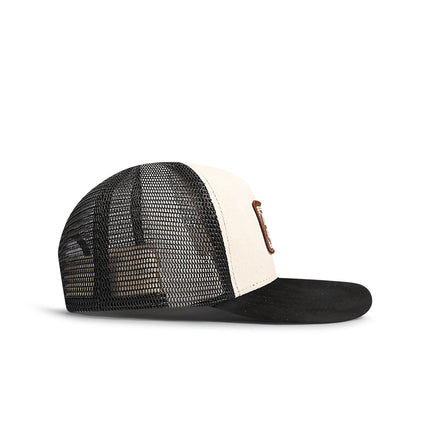 Drunk & Rich Suede Trucker Hat - Cream/Black