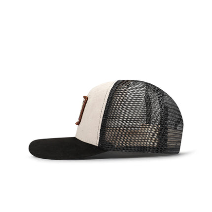 Drunk & Rich Suede Trucker Hat - Cream/Black