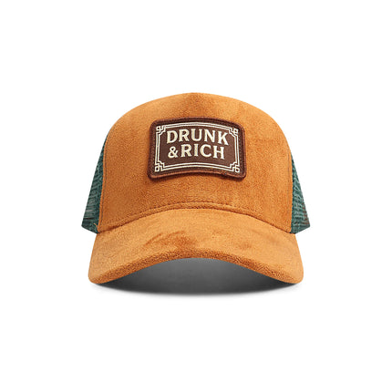 Drunk & Rich Suede Trucker Hat - Brown/Green