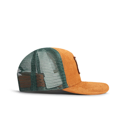 Drunk & Rich Suede Trucker Hat - Brown/Green