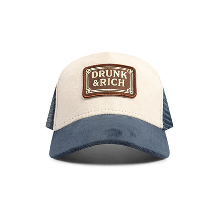 Drunk & Rich Suede Trucker Hat - Cream/Navy