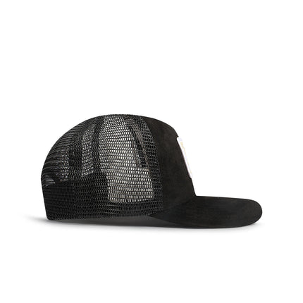 Drunk & Rich Suede Trucker Hat - Black/White