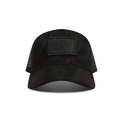 Drunk & Rich Suede Trucker Hat - Black