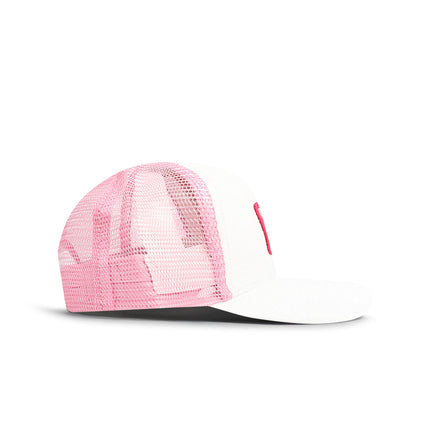 Drunk & Rich Suede Trucker Hat - White/Pink