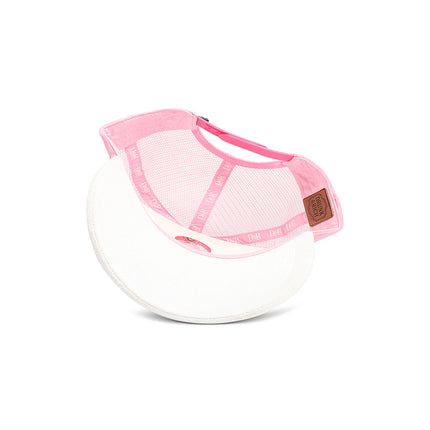 Drunk & Rich Suede Trucker Hat - White/Pink