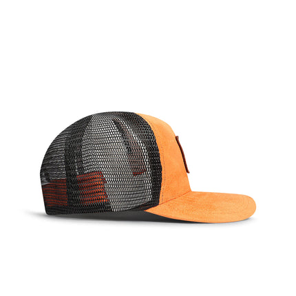 Drunk & Rich Suede Trucker Hat - Orange/Black