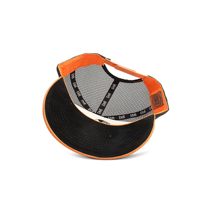 Drunk & Rich Suede Trucker Hat - Orange/Black