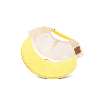 Drunk & Rich Suede Trucker Hat - Cream/Yellow