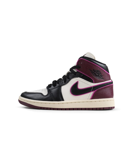 Air Jordan Womens 1 Mid Se - Sail/Black-Active Pink