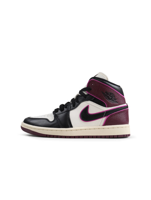 Air Jordan Womens 1 Mid Se - Sail/Black-Active Pink