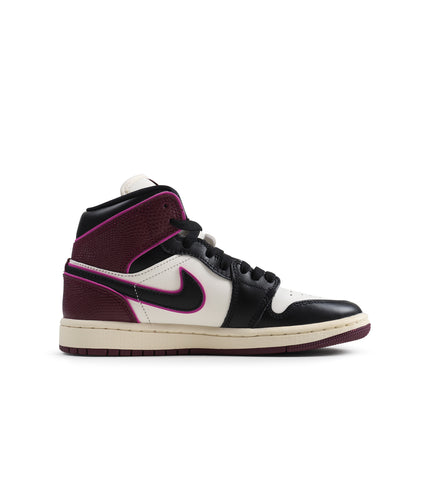 Air Jordan Womens 1 Mid Se - Sail/Black-Active Pink