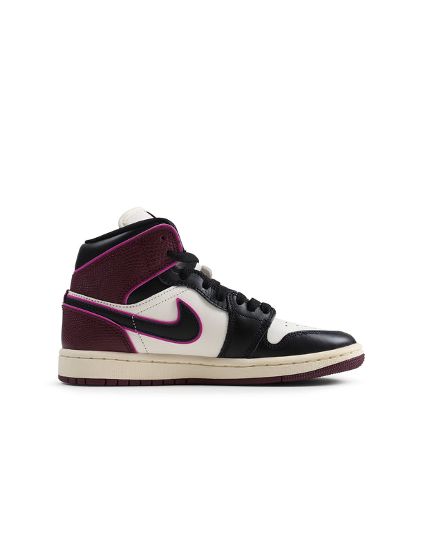 Air Jordan Womens 1 Mid Se - Sail/Black-Active Pink