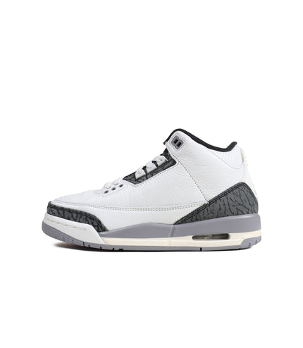 Air Jordan Big Kids 3 Retro - White/Cement Grey