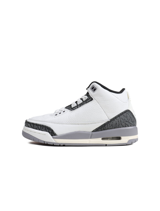 Air Jordan Big Kids 3 Retro - White/Cement Grey