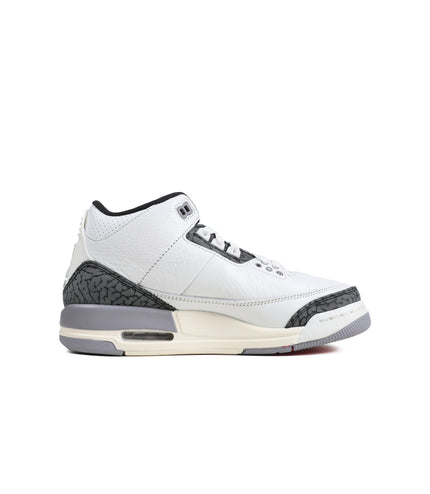 Air Jordan Big Kids 3 Retro - White/Cement Grey