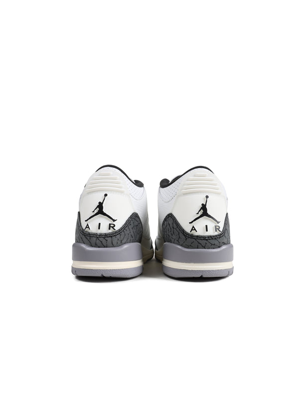 Air Jordan Big Kids 3 Retro - White/Cement Grey