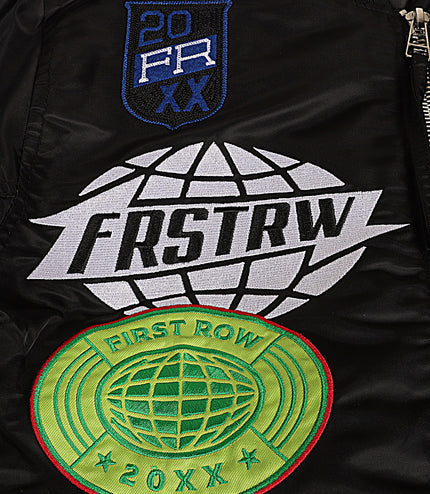 First Row Nylon MA1 w/ Patch & Embroidery Jacket - Black