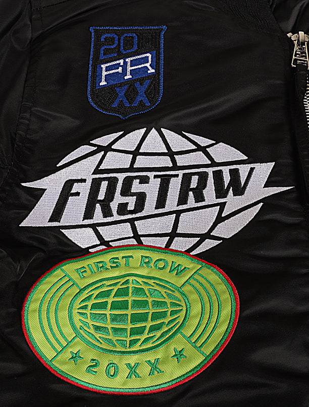 First Row Nylon MA1 w/ Patch & Embroidery Jacket - Black