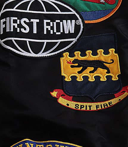 First Row Nylon MA1 w/ Patch & Embroidery Jacket - Black