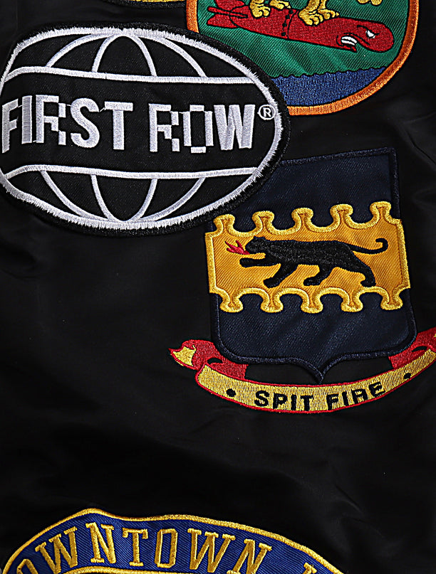 First Row Nylon MA1 w/ Patch & Embroidery Jacket - Black